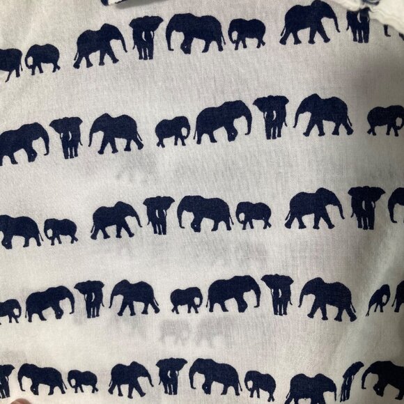 Womens Crown & Ivy Button Front Shirt Elephant Print White Black L Long Sleeve C - Picture 6 of 10